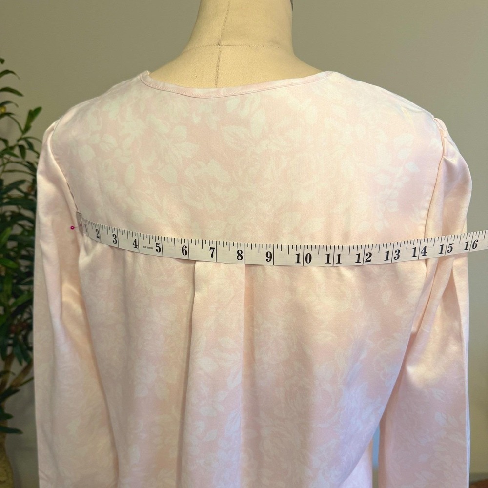 Carole Hochman Nightgown Womens S Pink Satin Floral Long Sleeve Sleep Dress - Picture 9 of 13